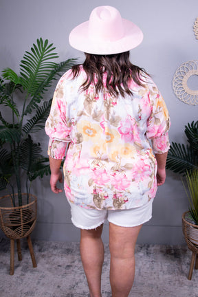 Chic Little Secrets Floral Three-Quarter Sleeve Top