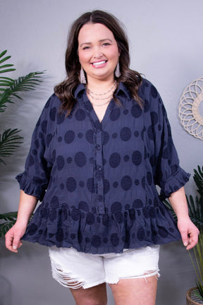 Dash Of Dots Dark Navy Swiss Dot Top