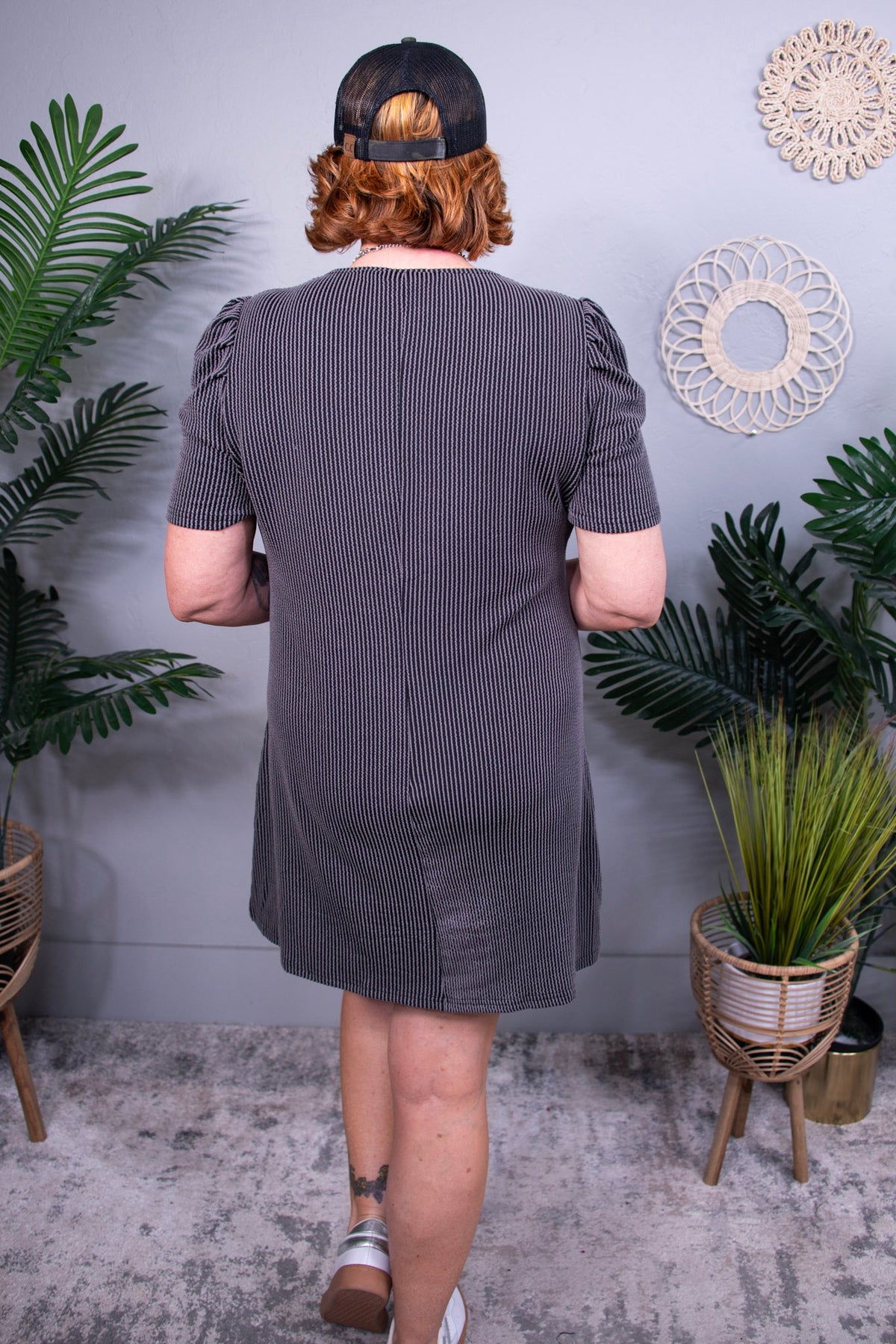 Dress You Up In My Love Dark Gray Textured Dress D5627DG