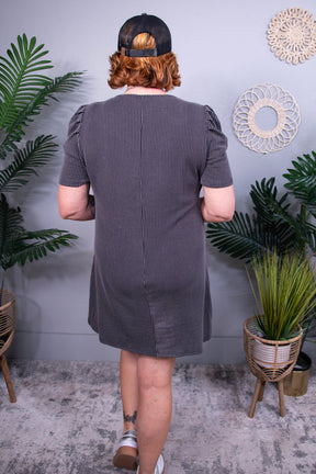 Dress You Up In My Love Dark Gray Textured Dress D5627DG