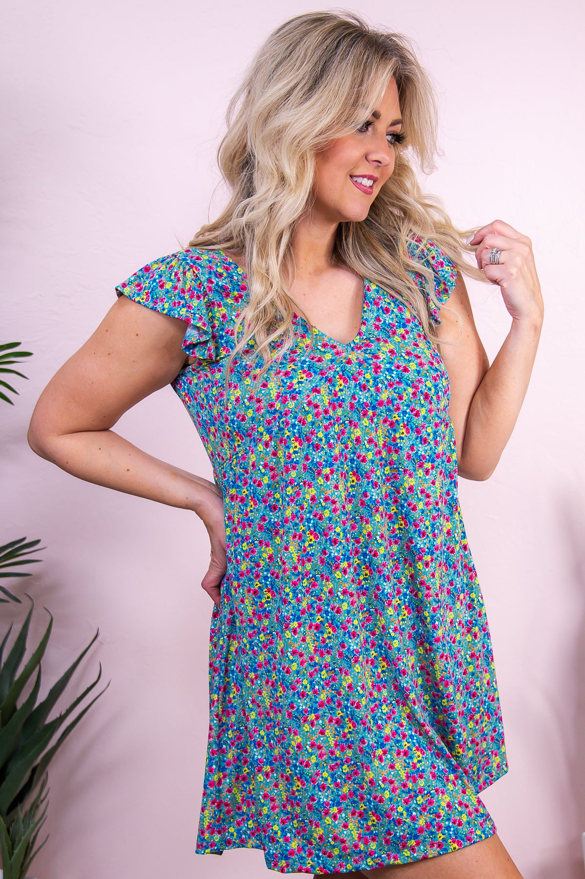 Connecting With Nature Blue/Multi Color Floral Dress - D5333BL