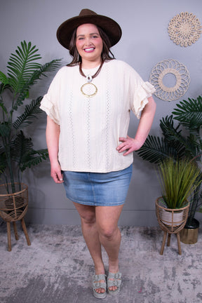Ruffle Reign Eyelet Flounce Sleeve Top (5 Colors)