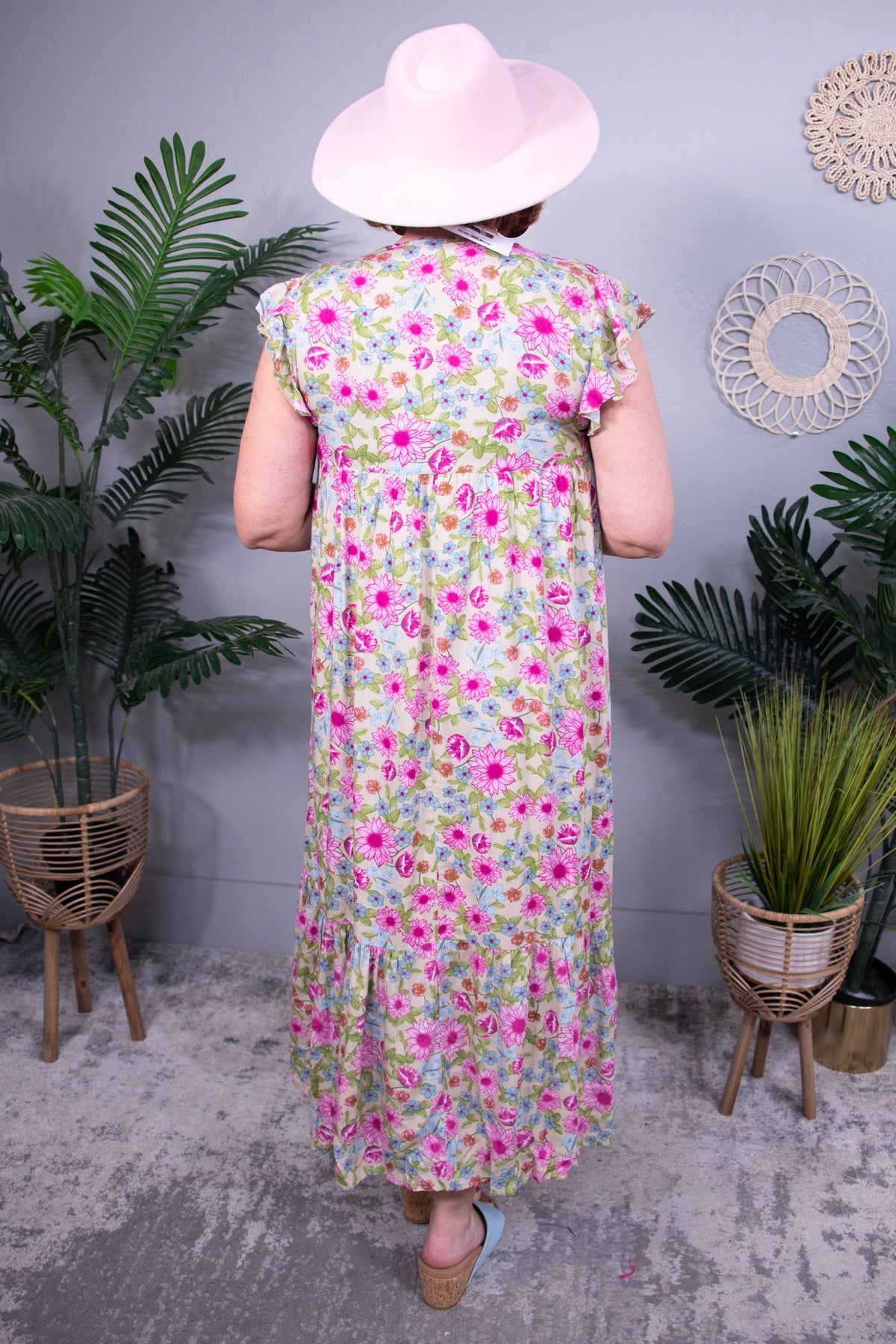 Go With The Flow Floral Ruffled Tiered Dress D5624MU