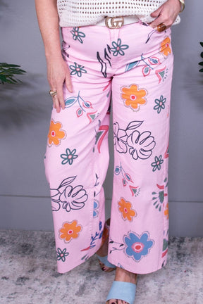 Polly Floral Pink Denim Jeans - K1313PK