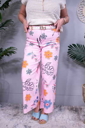 Polly Floral Pink Denim Jeans - K1313PK