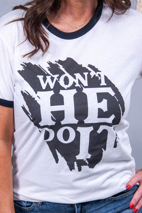 Won't He Do It White/Black Graphic Tee - A3638WH