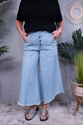 Gretchen Wide Leg Cropped Denim Jeans - K1312DN