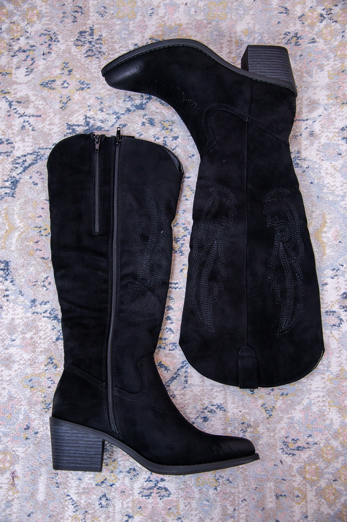 Boots Class And A Little Sass Black Solid Suede Cowgirl Boots - SHO2630BK