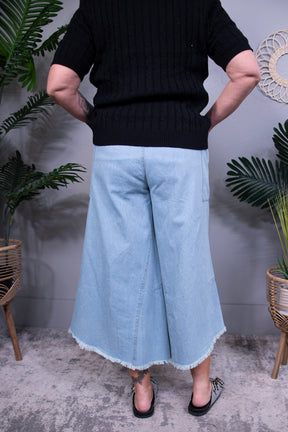 Gretchen Wide Leg Cropped Denim Jeans - K1312DN
