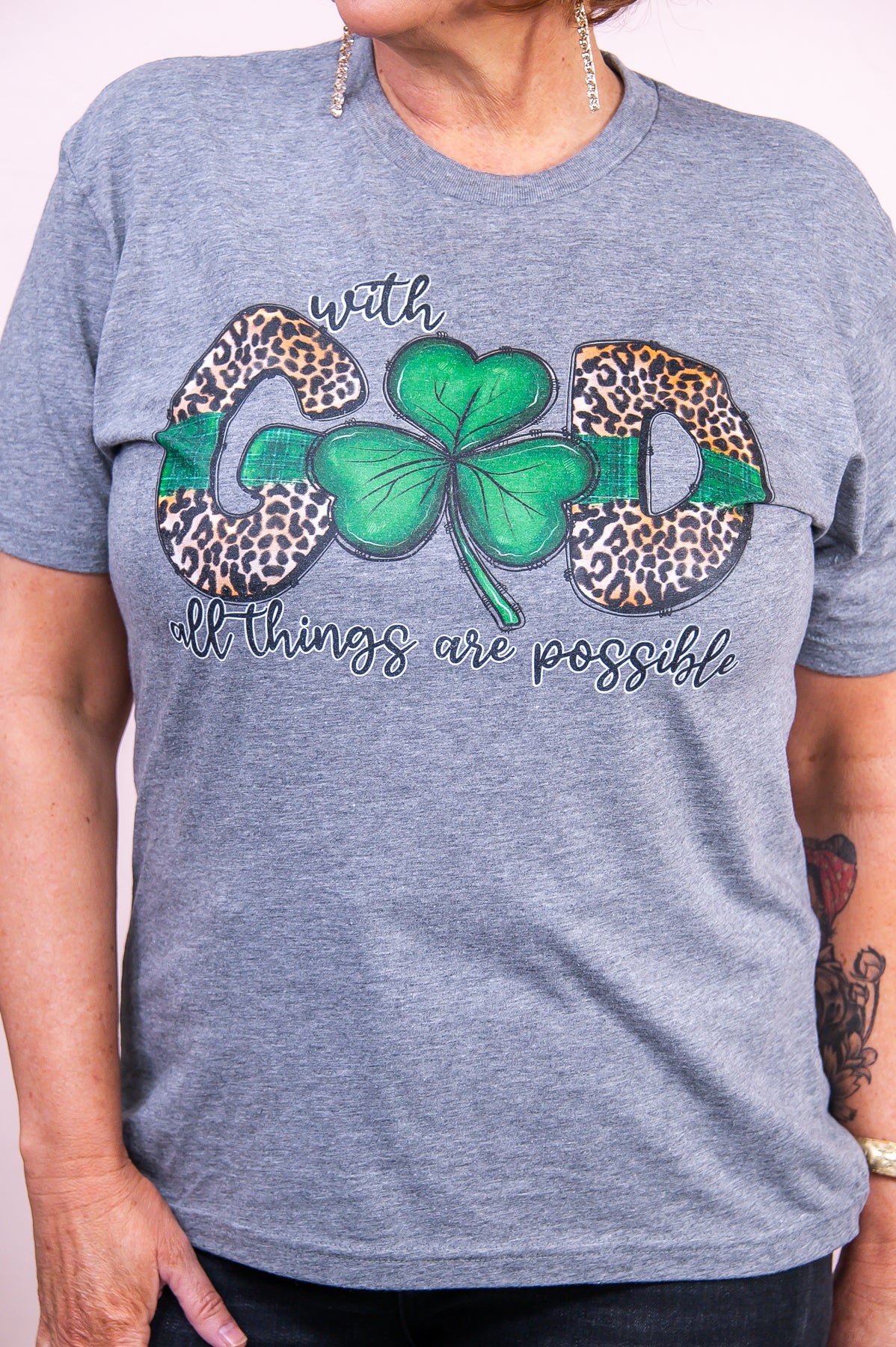 With God All Things Are Possible Premium Heather Gray Graphic Tee - A3165PHG