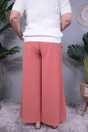 Urban Edge High Waist Wide Leg Coral Pants - PNT1793CO