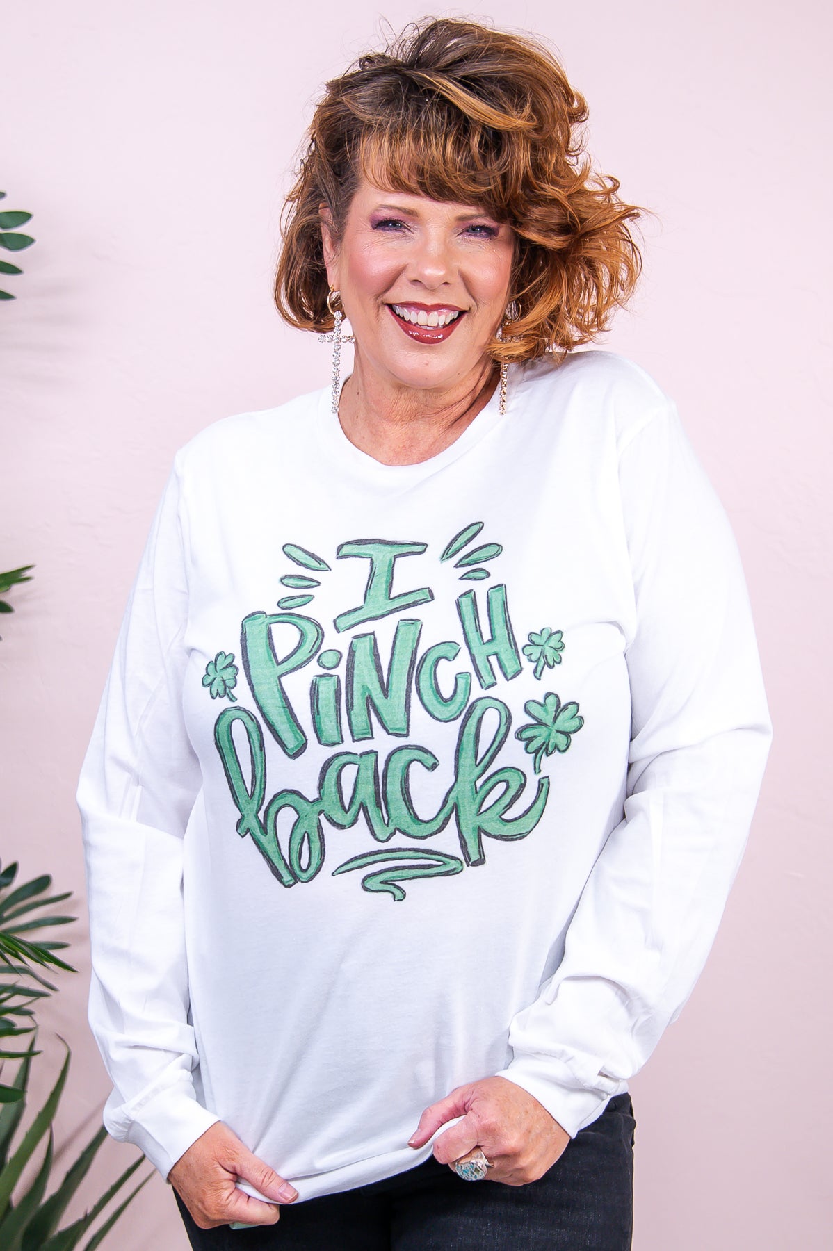 I Pinch Back White Long Sleeve Graphic Tee - A3164WH