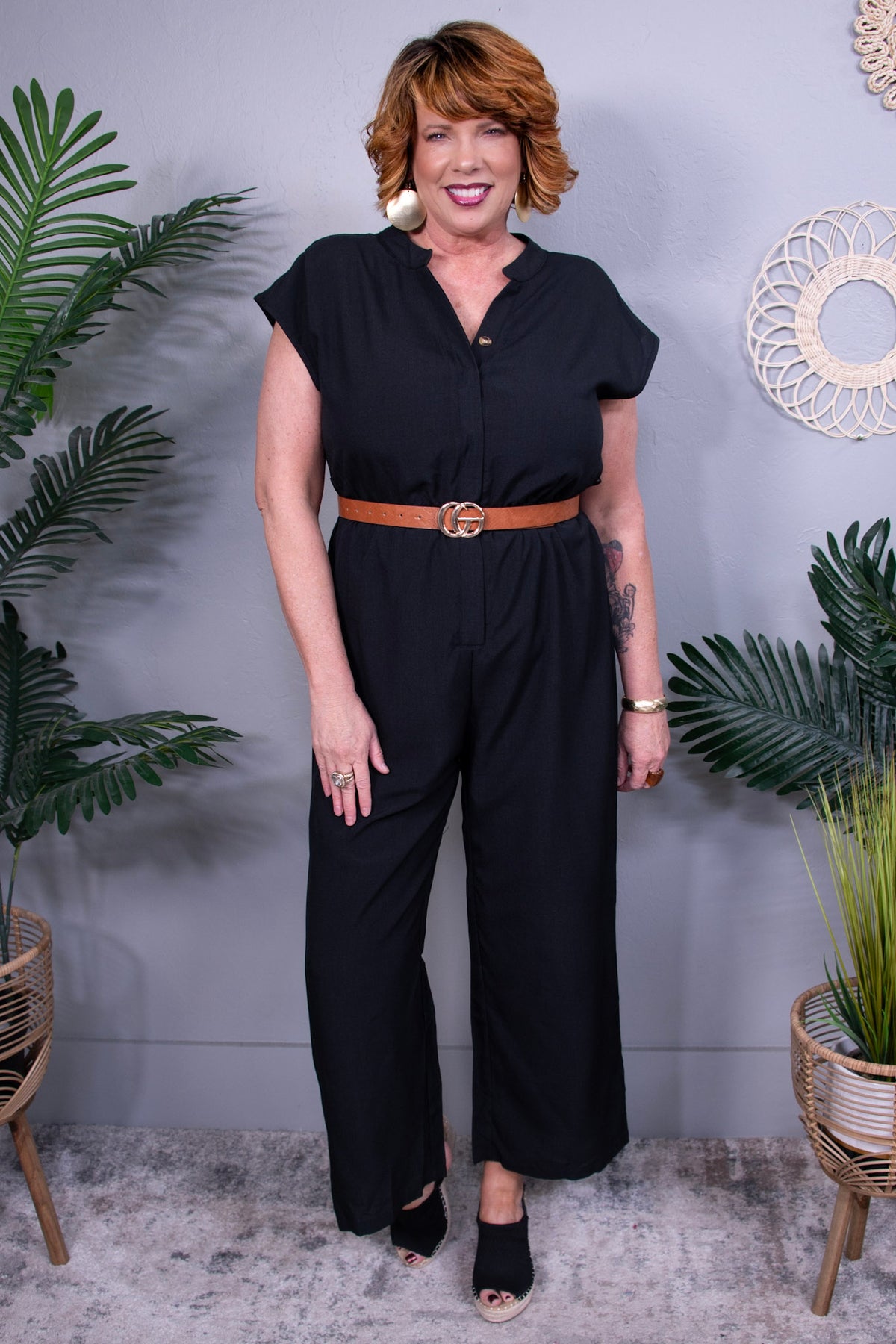 Big City Chic Wide Leg Jumpsuit RMP856BK