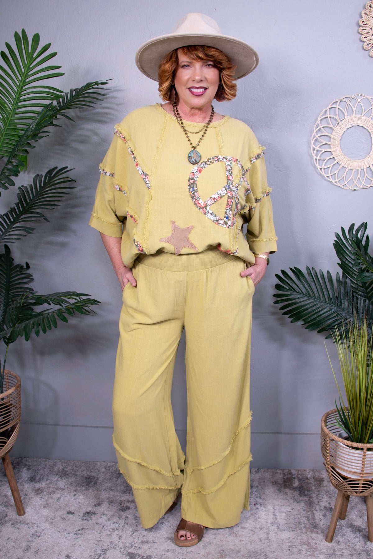 Peace Among The Stars Green Tea Pants - PNT1784OL