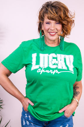 Lucky Charm Heather Kelly Green Clover Graphic Tee - A3171KGN