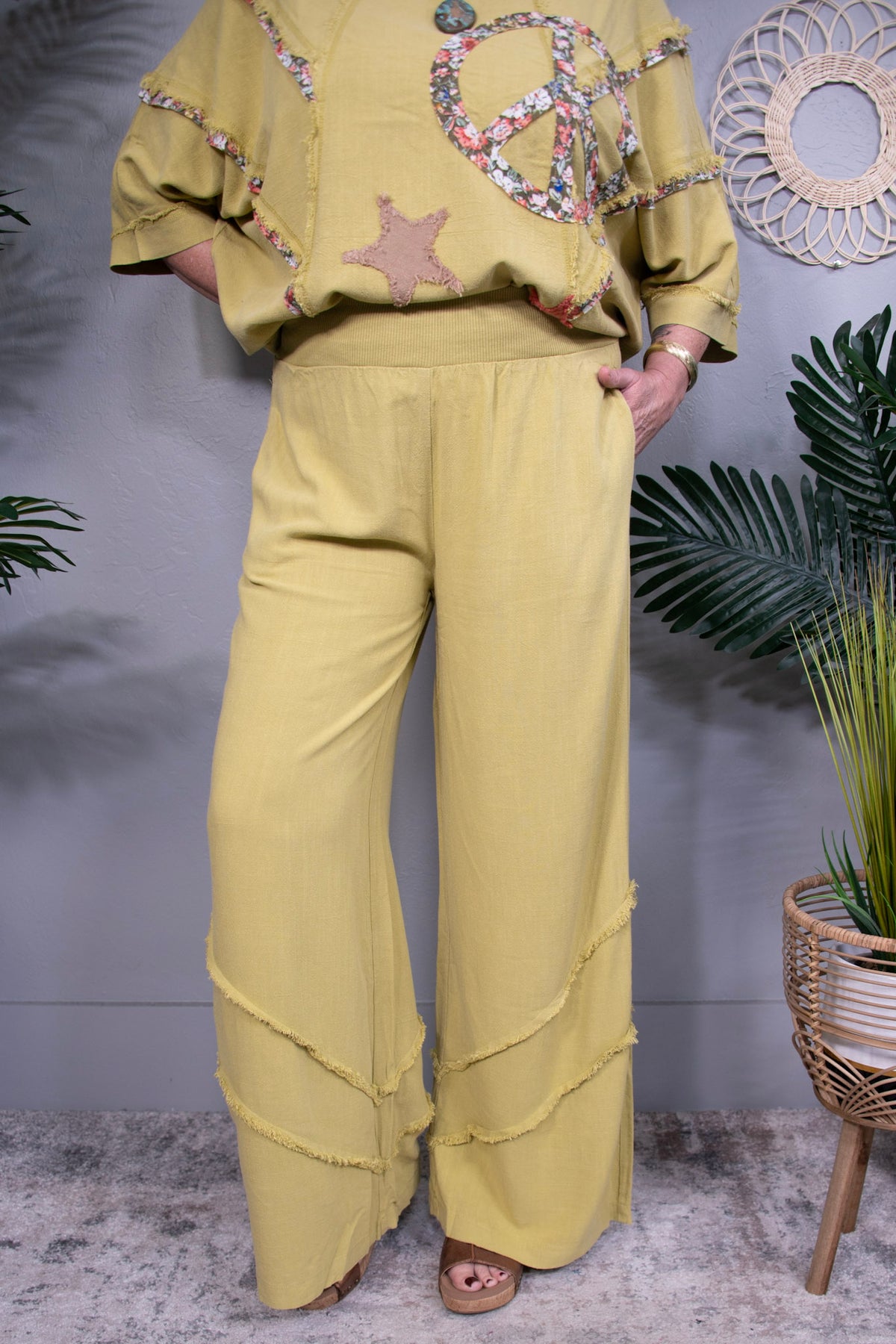 Peace Among The Stars Green Tea Pants - PNT1784OL