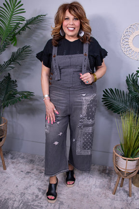 Out And About Vintage Black Bandana Overalls - RMP855BK