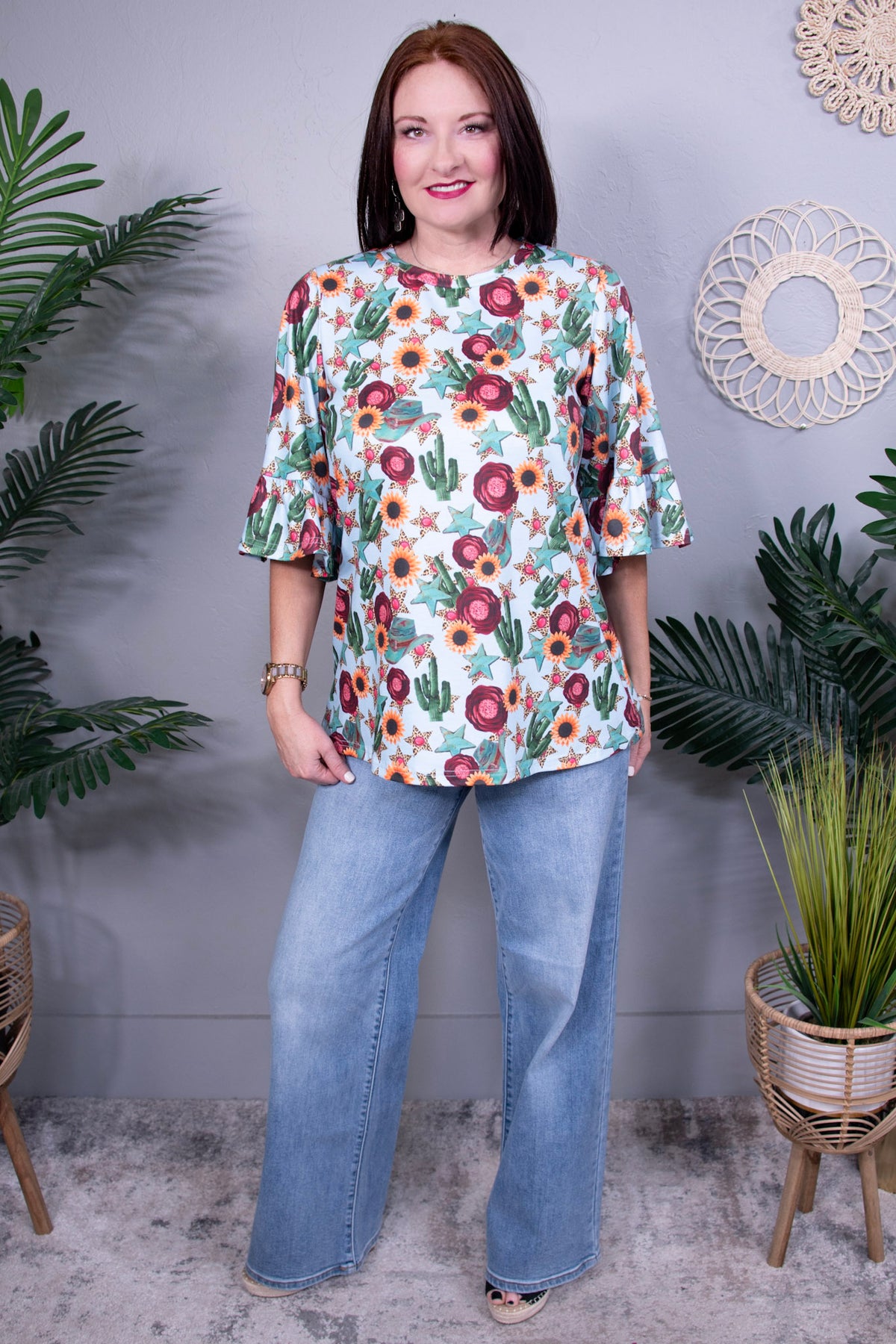 Desert Oasis Blue/Multi Color Top - T11032BL