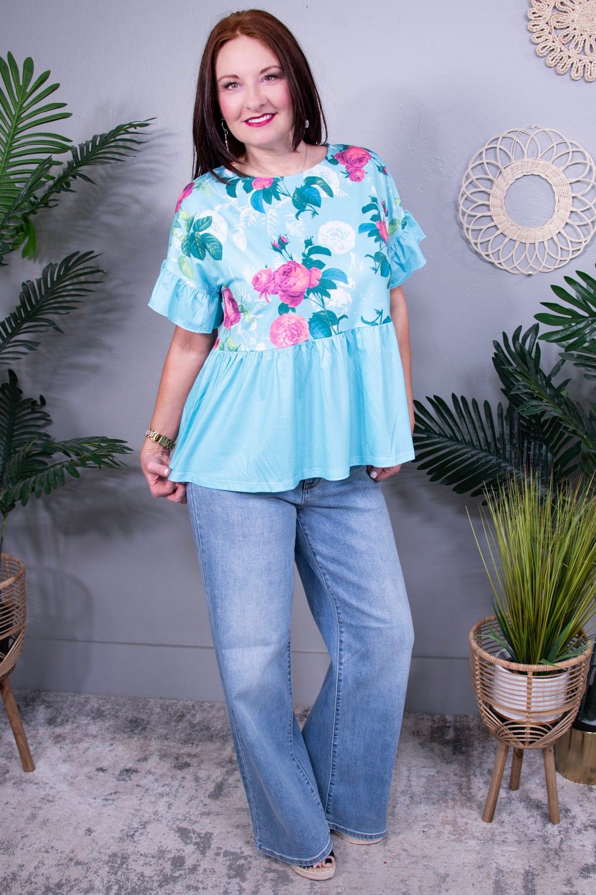 A Bed Of Roses Blue Floral Top - T11031BL