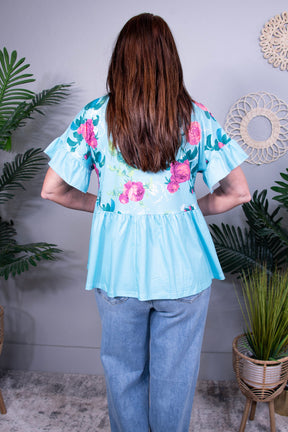 A Bed Of Roses Blue Floral Top - T11031BL
