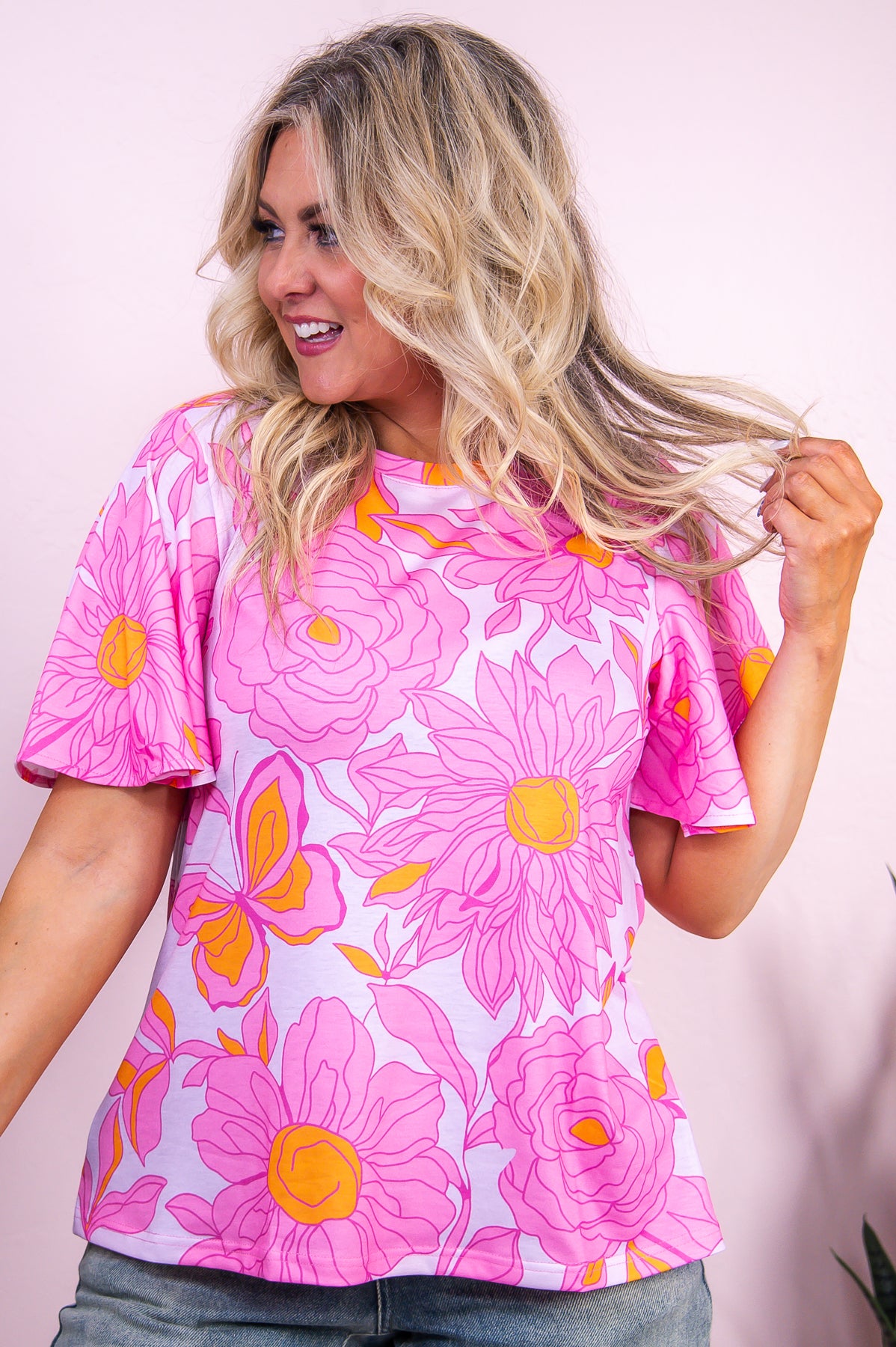 Find Me In The Garden Pink Floral Top - T9701PK