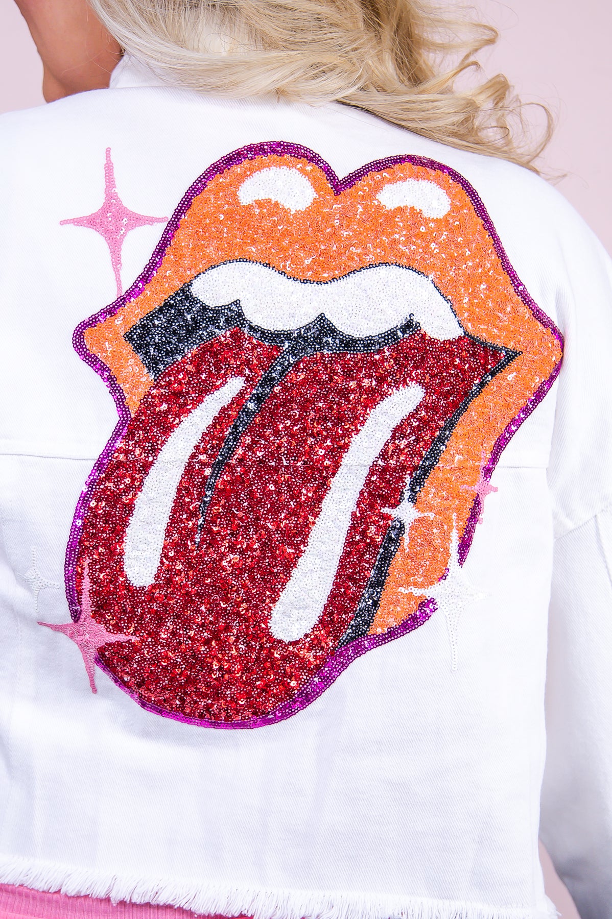 A Taste For Fashion White/Multi Color Sequins Tongue Jacket - O5310WH