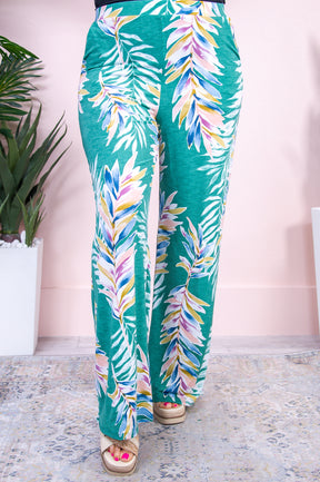 Elegant Edge Jade/Multi Color Printed Pants - PNT1555JD