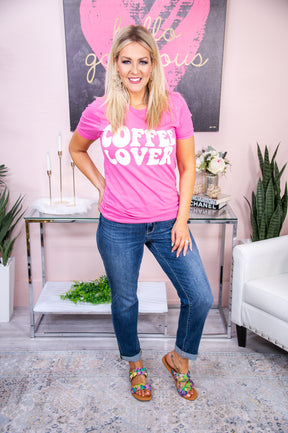 Coffee Lover Heather Charity Pink Graphic Tee - A2852HCP