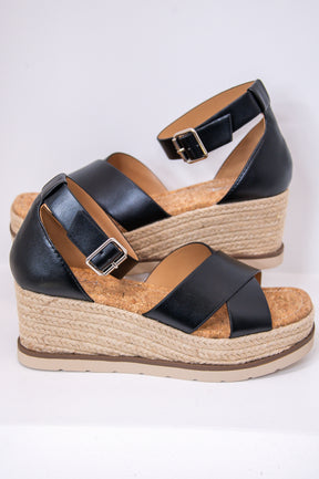 Stepping Up My Game Black/Taupe Espadrille Sandals - SHO2655BK
