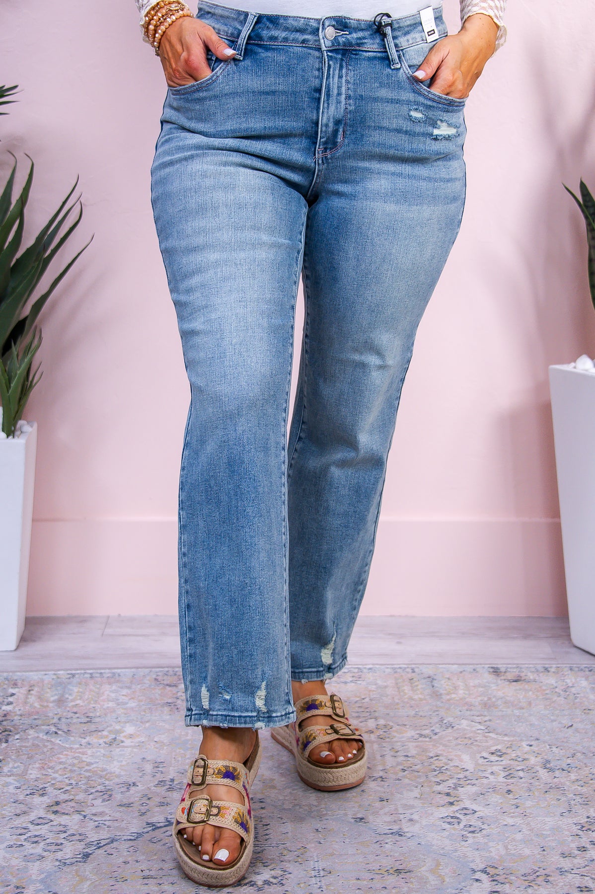 Kelsey Medium Denim Distressed Jeans - K1155MDN