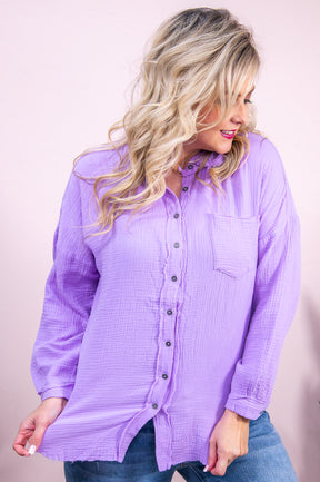 Trendy Gal Lavender Solid High-Low Top - T8934LV