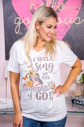I Will Sing Heather Natural Graphic Tee - A2849HNA