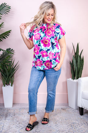Seeing Love Blossom Fuchsia/Multi Color Floral Top - T8920FU
