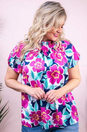Seeing Love Blossom Fuchsia/Multi Color Floral Top - T8920FU