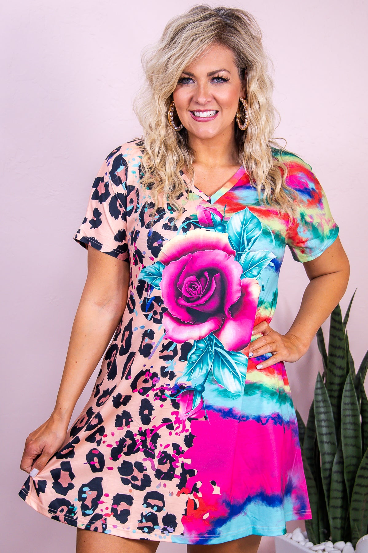 Sunny Smiles Turquoise/Multi Color Floral Tie Dye Dress - D5342TU