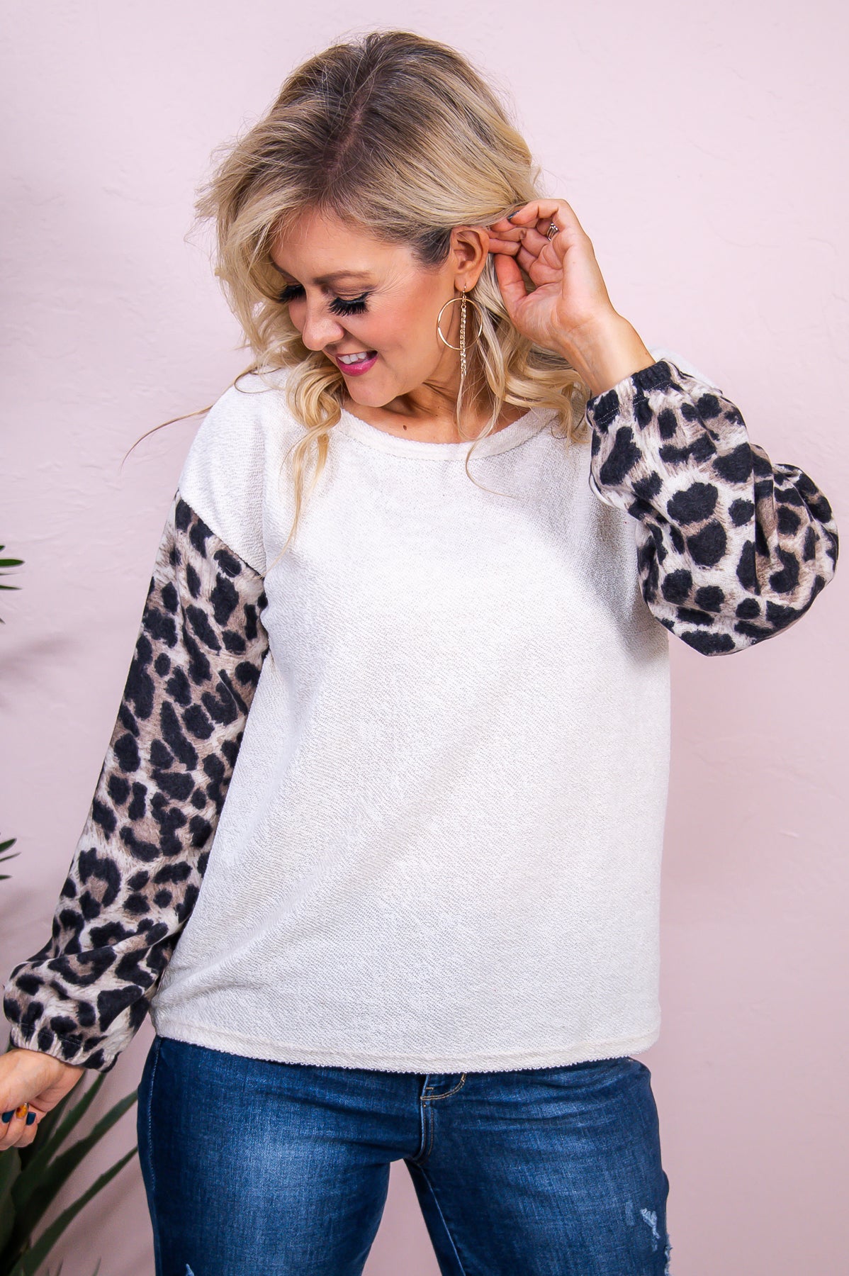 The Snuggle Is Real Oatmeal/Multi Color Printed Top - T8276OA