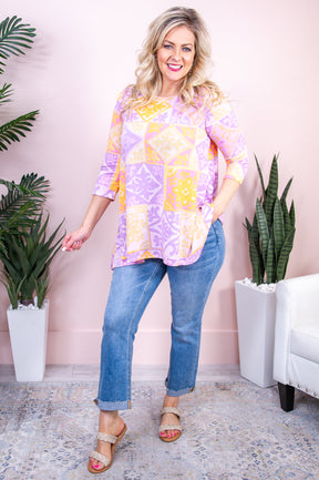 Living Legendary Lavender/Multi Color Printed Tunic - T8930LV