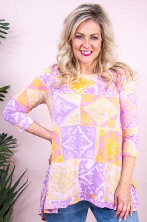 Living Legendary Lavender/Multi Color Printed Tunic - T8930LV
