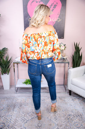 Gravitate Towards Positivity Red/Multi Color Floral Off The Shoulder Top - T7560RD