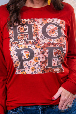 Hope Floral Brick Long Sleeve Graphic Tee - A3660BR