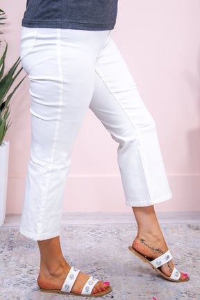 Penelope Cream Solid Cropped Jeans - K1100CR