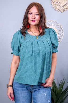 Hello To Happiness Dusty Teal Solid Top - T10480DTE