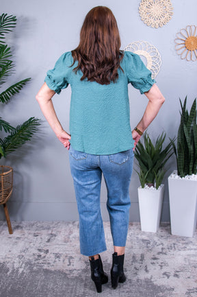 Hello To Happiness Dusty Teal Solid Top - T10480DTE