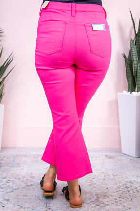 Penelope Hot Pink Solid Cropped Jeans - K1103HPK