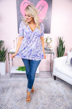 Style Setting Purple/Multi Color Printed Babydoll Top - T7540PU