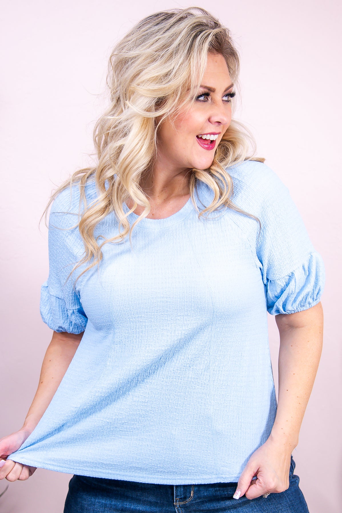 Connected By Love Light Blue Solid Top - T8960LBL