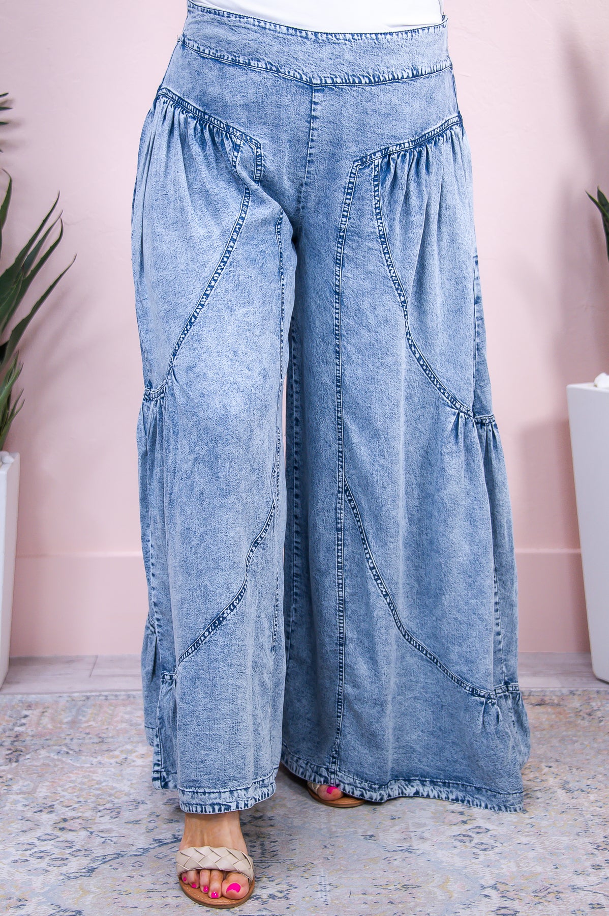 In The Clouds Light Denim Solid Palazzo Pants - PNT1564LDN