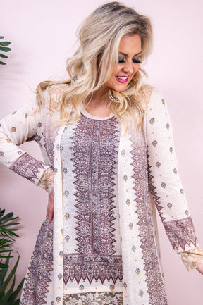 A Splash Of Sparkle Taupe/Multi Color Multi Color/Pattern Bling Kimono - O5322TA