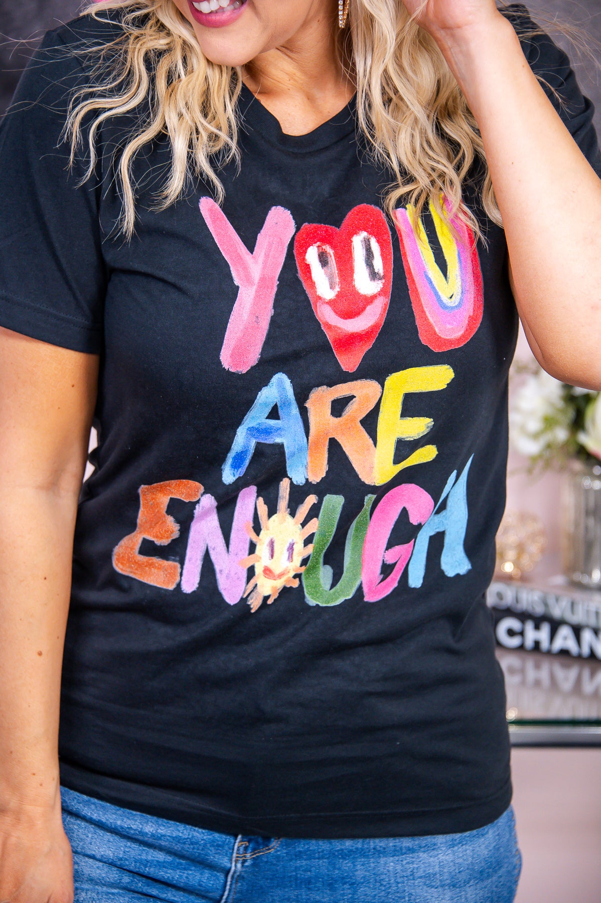 You Are Enough Vintage Black Graphic Tee - A2863VBK