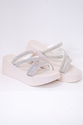 See Where This Goes Silver/Bling Slip On Wedges - SHO2664SI
